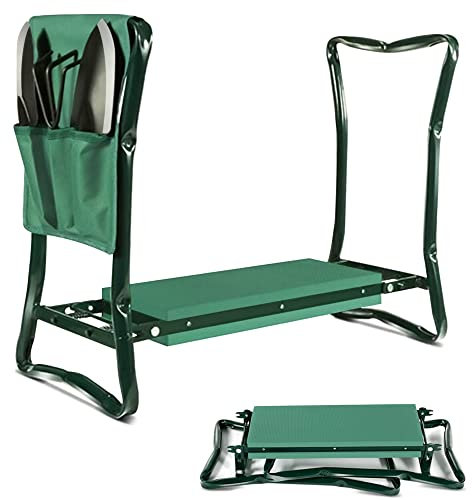 Crystals Garden Kneeler Seat, Portable Heavy Duty Gardening Kneelers Stool with Handles, Lightweight Folding Foam Padded Multi-Use 3 in 1 Garden Kneeler with Tool Bag