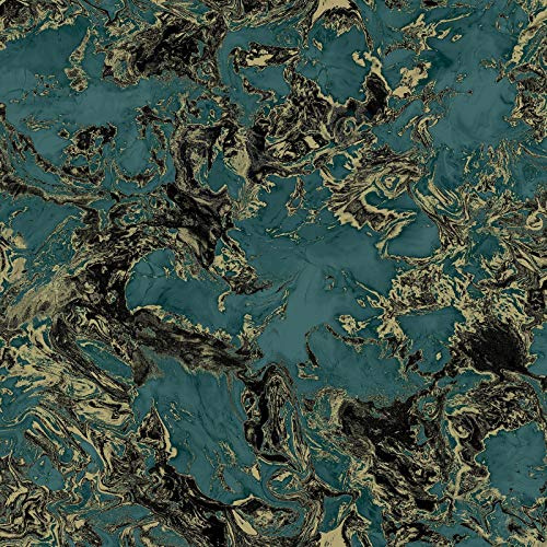 Liquid Marble Wallpaper Aqua/Gold Debona 6363