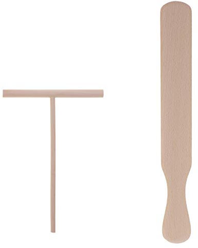 2 PièCes SéRies Ustensiles de Cuisine à CrêPes Spatules de CrêPe en Bois et Ensemble D'éPandeur -Tortilla Rateau Pate à Tartiner Outils Ustensiles de Cuisine
