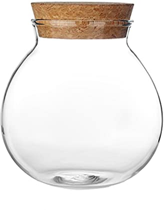 1 bocal rond en verre transparent de 500 ml avec bouchon en liège pour épices, collations, fleurs, thé, bonbons, assaisonnements et plus encore