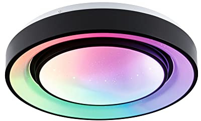 Paulmann 70544 Plafón LED Rainbow con efecto arco iris incl. 1x22 W regulable dynamicRGBW control de color negro, blanco plástico, metal 3000 K