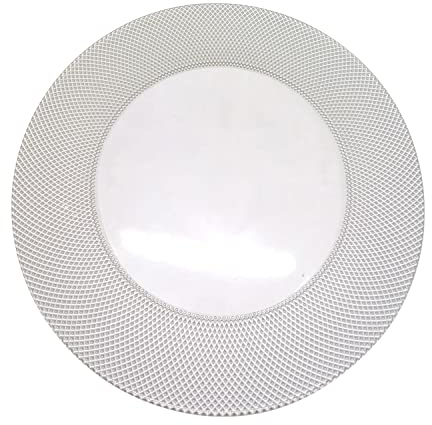 Trimming Shop Assiettes de présentation décoratives pour fêtes, Assiettes en Verre à Carreaux pour décoration, 33 cm, Argent, 1 pièce
