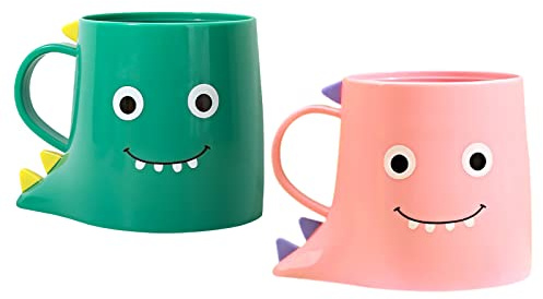 GmeDhc 260 ml tandvårdsredskap, dinosaurie, 2 stycken – hållbar plast för barn