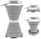 SAKUUMI Collapsible Water Bottle, 500ml Silicone Portable Travel Bottle with Carabiner and Strap Leak-Proof Reusable Foldable Cup for Sports Gym Camping Hiking Cycling, Gray (A32-UK-WB)