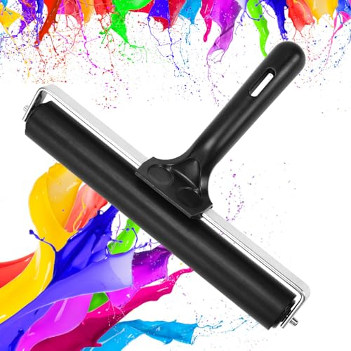 LPAMABA Rouleau Peinture Caoutchouc 20cm, Rouleau Peinture 20 Cm, Rouleau Caoutchouc Lisse, Rouleau Caoutchouc Antidérapant, Rouleau Caoutchouc Dur, Rouleau de Brayer pour Gravures, Œuvres d'art