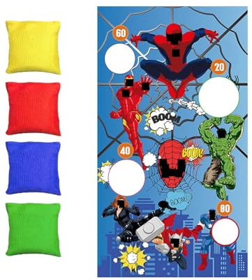 Wurfspiele, Wopin-Wurfspiel-Banner mit 4 Sitzsäcken, Karnevals-Wurfspiel, Banner für drinnen und draußen, Wurfspiel, Partyzubehör für Kinder