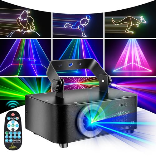 3D Animación Luces Discoteca, DJ RGB Luces Discoteca, DMX Sonido Activado Luces De Fiesta, Luces con Mando a Distancia, Luz Estroboscópica con Control Remoto para Fiesta Party Boda Escenario