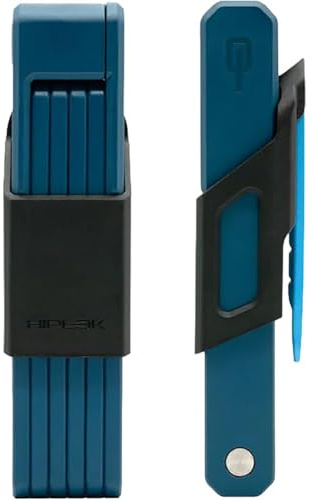 Hiplok Switch Folding Bike Lock - Blue. Lightweight Bicycle Lock. 85cm Locking Length, 5mm Thick Bar. Folds to 19cm x 4.2cm (L x W). 3 x Keys Inc