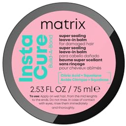 Matrix, Balsamo Leave-in per Capelli Danneggiati, Capelli Forti, Elastici e Rinforzati dall'Interno, Protezione Fino a 230°C,Acido Citrico e Squalane di Origine Vegetale, Instacure Build-A-Bond, 75 ml