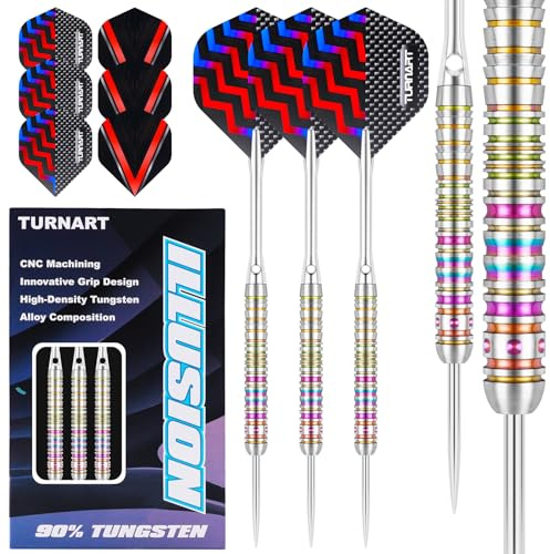 Fléchette Fléchettes Pointe Acier 12 pcs 24g Fléchettes Professionnelles 24 Ailes 12 Fléchettes avec 20 Anneaux en Caoutchouc Outil à Anneaux en Laiton Fléchettes (Tungstène Fléchette -Coloré, 24)