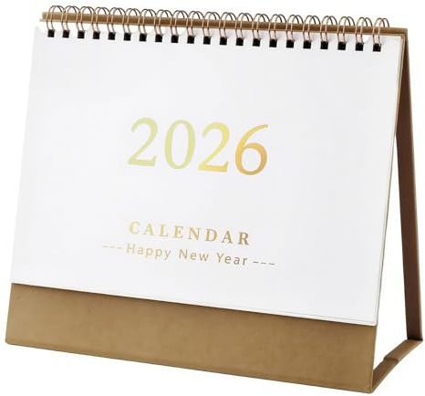 AOKWAWALIY 2026 Desk Calendar Standing Flip Desktop Calendar Stand up Desk Calendar 7.4x6.4 Inch with Twin-Wire Binding
