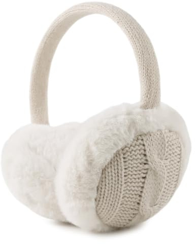 Peasst Knit Kids Ear Muffs Plush Toddler Earmuffs Winter Ear Cover Girls Boys Cold Weather Ear Warmer (Beige)