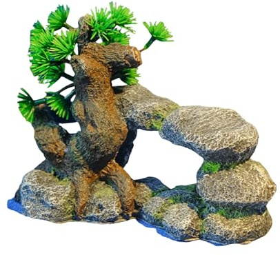 Aquarium Decor Mountain Terry Rockery Paysage Résine Bois Pierre Grotte Crevettes Poisson Maison Abri Maison