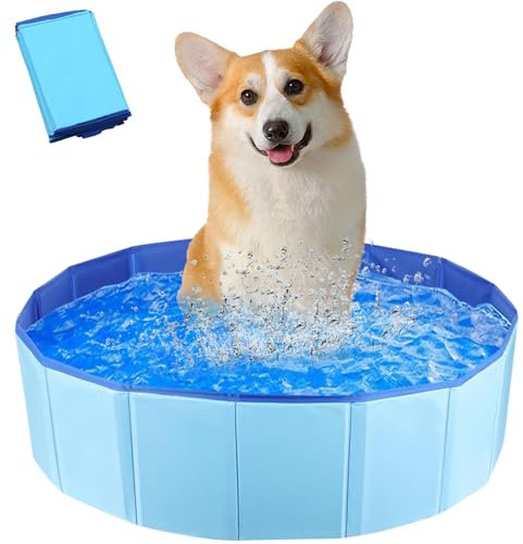 Faltbarer Hundepool,Hundepool Schwimmbad für Hunde,Hunde Pool,Schwimmbecken für Katzen,rutschfeste und Verdickt PVC,Tragbare,für Kleine Hunde Katze,50x8cm