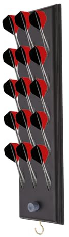 HOSASSPER Dart Holder Wall Mount for 12/15 Steel Tip or Soft Tip, Dart Display Rack with Storage Bag, Sharpener, Wrench, Metal Hook