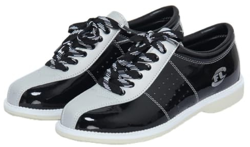 Chaussures De Bowling Confortables pour Hommes, Cuir Style Athlétique Bowls Baskets pour Melons Lace-Up Comfy Walk Trainers,Noir,45 EU