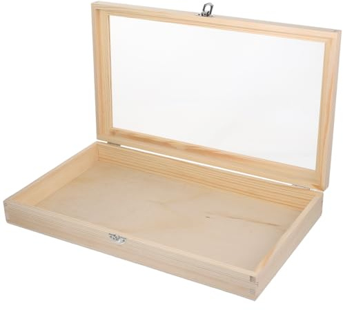 VICASKY Boîte De Présentation D'échantillons En Bois Moyen Transparent, Boîte De Spécimens Verrouillable Résistante à L'humidité, Vitrine D'exposition Pour Collectionneurs Et Stockage Sûr