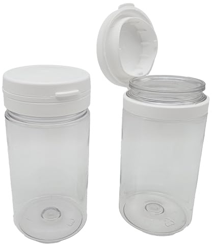 2 x Clear 100ml Flip Top Paint Pots Refillable for Paint/Ink/Dye/Glue/Acrylic - Small Empty Art/Craft Plastic Storage Containers with Hinged Lids