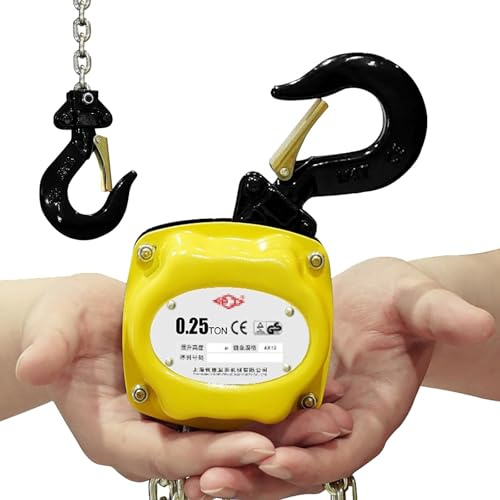 Paranco manuale a catena da 1/4 tonnellata (250 kg) G80 con ganci di sicurezza, mini blocco a catena portatile per garage, altezza di sollevamento 6 m, argano a mano resistente, ideale per