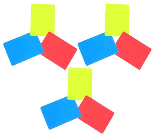 Toyvian Lot de 9 Set de Cartes D’Arbitre en PVC Extra Épais pour Football 3 Couleurs Rouge Jaune Bleu Cartes de Pénalité Multicolores Jeu D’Avertissement Professionnel pour