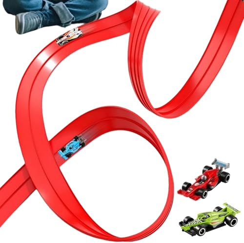 Juego De Autos De Pista De Carreras - Enrollable Portátil con Ventosas | Larga Pista De Carreras con Coches De Juguete | Actividad Interior Al Aire Libre para Niños Y Niñas, Juego En El Patio De