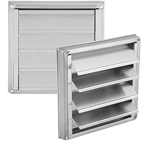 Grille d'aération - Delaman Grille de Ventilation Extérieure en Acier Inoxydable Carré avec Lamelles Mobiles Convient pour Sèche-linge Climatiseur Salle de Bain Cuisine
