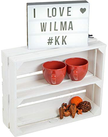 Kistenkolli Altes Land flaches Obstkistenregal Wilma längs weiß Weinkistenrgegal Gewürzregal Weinkistenregal Tassenschrank Regalkiste