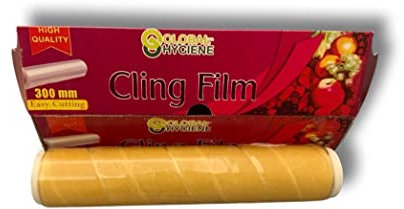 Global Hygiene Pellicola trasparente con taglierina, rotolo resistente e resistente, eccellente soluzione per avvolgere gli alimenti. Larghezza di 30 cm e peso di 600 g che è la dimensione ideale.