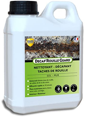 Removedor de óxido expreso – Actúa en 10 minutos – Piedra, Azulejo, Tomette, Hormigón – Sol Pared – Decap'Rouille Guard- 1L trata 8m2