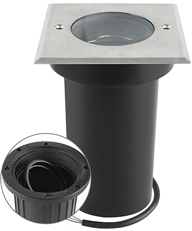 URing Bodenleuchte Bodeneinbaustrahler Garten Außenleuchte IP67 - GU10 Bodenstrahler außen Schwenkbar Wasserdicht Bodenspot edelstahl für Hof Terrasse Bäume Rasen Weg, Ohne Leuchtmittel, Eckig