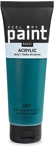 FeelMyPaint Acrylfarbe 120 ml Phthalogrün, Phtalo Green, PG7. Hoch pigmentierte Farbe zum Malen auf Leinwand, Papier, Stoff, Holz, Glas, Keramik, Metall, Stein.