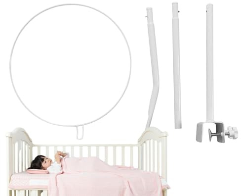 JINGAN Support à baldaquin pour Berceau,Support de Filet à 5 Niveaux réglable | Filet de Berceau pour lit de bébé, auvent pour Berceau, Accessoires en Filet pour Support