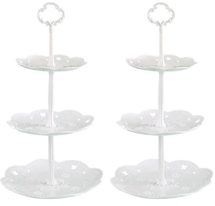YWKJDDM 3 Tiers Cake Display Stand, 2PCS Party Server Plates Stands, Afternoon Tea Stands, Dessert Stand for Birthday Wedding Party