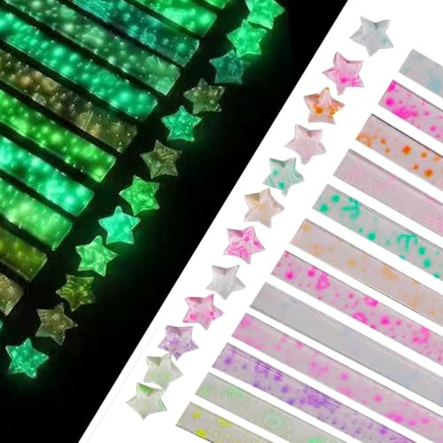 Aikeis 12 modelli, per un totale di 210 origami stellari luminosi con dodici costellazioni, origami stellati, strisce decorative colorate di carta, stelle portafortuna