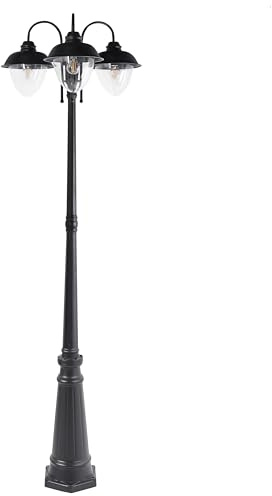 Beliani Moderna lampada da giardino a 3 luci per esterni Lampada da sentiero Alluminio Materiale sintetico Nero