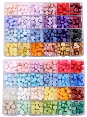 Rarapop 1200Pcs Sealing Wax Beads, 48 Colors, Wax Seal Kit for Letter Stamp Sealing, Wedding Invitation, Wine Package, Gift Wrapping, DIY Craft