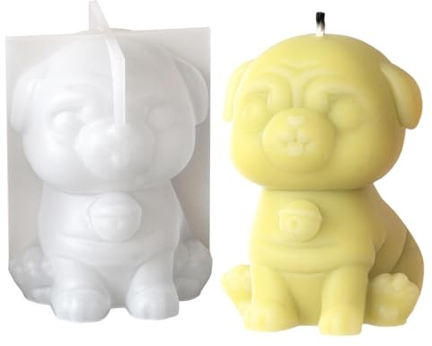 Molde de vela de perro de silicona | Moldes de hormigón decorativos para oficina | Moldes 3D para decoración interior y herramienta de moldeo de cemento suave