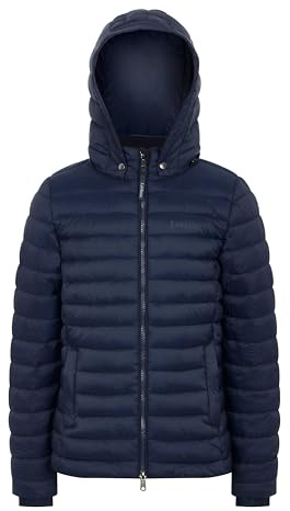 LeMieux Young Rider Ruby Puffer Jacket - Lightweight and Water-resistant - Detachable Hood - Durable Two-way Zip - Navy - 11-12 Years
