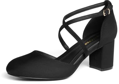 DREAM PAIRS Women's Pointed-Toe Dress Pumps,Black-Suede,5.5