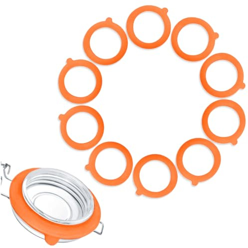 COYUN 10x anillos de goma para tarros de vidrio, Juntas de Goma para Tapa de Tarro Mason Sello, junta de repuesto de silicona hermética para tarros, sello de goma hermético a prueba de fugas, naranja