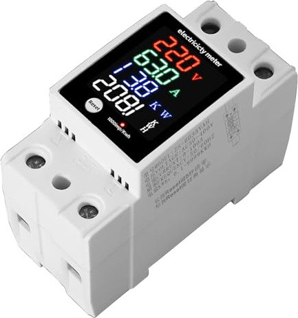 Misuratore di energia multifunzionale DIN Monitoraggio immediato del consumo energetico Display a LED Facile da installare per la casa Retroilluminato a LED Inseguitori di utilizzo dell'elettricità