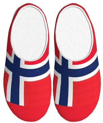 Bkdogkt Norwegian flag Print Adult TPR Slippers Washable for Men and Women Breathable and Cozy Winter shoes