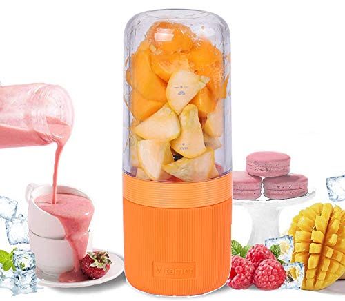 LRBBHJBB Licuadora Portátil USB Recargable,Batidora de Vaso Individual Extractor de Zumos,Mini Portable Blender Juicer,Acero Inoxidable 304 400ml 4000mAh Conveniencia/naranja / 400ml