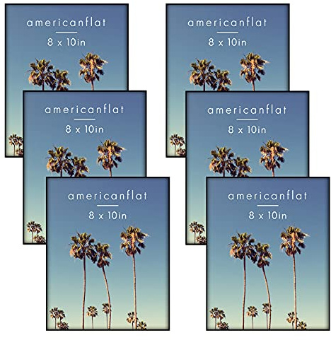Americanflat Front Loading 8x10 Picture Frame with Shatter-Resistant Glass - Set of 6 - Metropolitan Collection - Photo Frame for Tabletop and Wall Display - Black