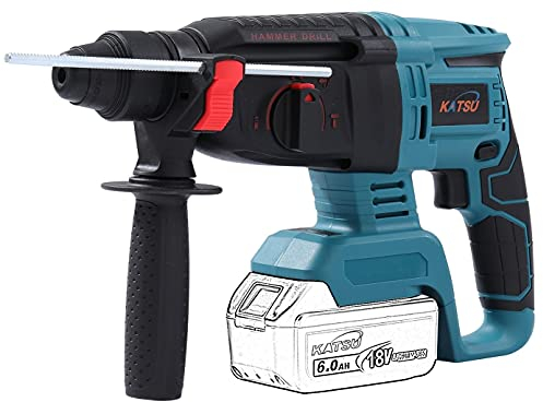 KATSU FIT-BAT 21V Martillo Perforador a Batería Brushless, 26mm Taladro de Martillo Perforador SDS Giratorio Inalámbrico con Motor Sin Escobillas, Sin Baterías ni Cargador