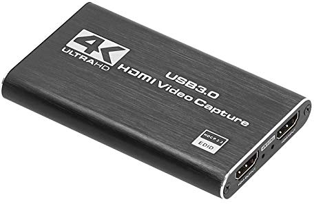 4K HDMI Video Capture Card, USB3.0 60Hz Free Drive for Capture Card High Definition Video with LoopMetal for Switch/PS4/Xbox One/OBS/Camera/PC