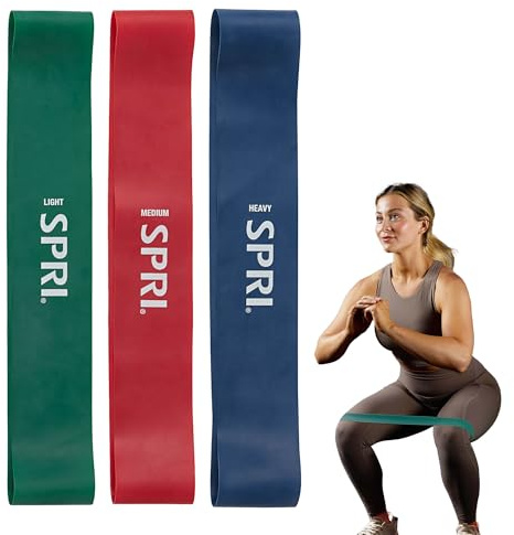 SPRI Mini Loop Bands Kit, Set of 3 - Light, Medium, Heavy Resistance Bands for Lower Body Workouts, Toning Muscles, and Exercise