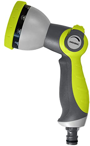 Jardibric - Pistolet d’Arrosage 10 Jets - Gâchette Ergonomique 3 en 1 - Buse Multi-Jets en Plastique Gainé