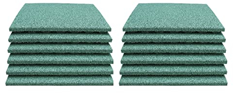 LANDGRID 12 x Fallschutzmatten 50x50x4cm Grün Gummiplatten Kinder Pool Fitness Kletterturm