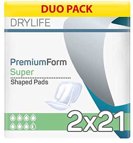 Drylife Premium Form Unisex Incontinence Shaped Pads Dry Feel Technology, Anti-Leakage Cuffs, Odour Control & 100 Percent Breathable Cotton Material